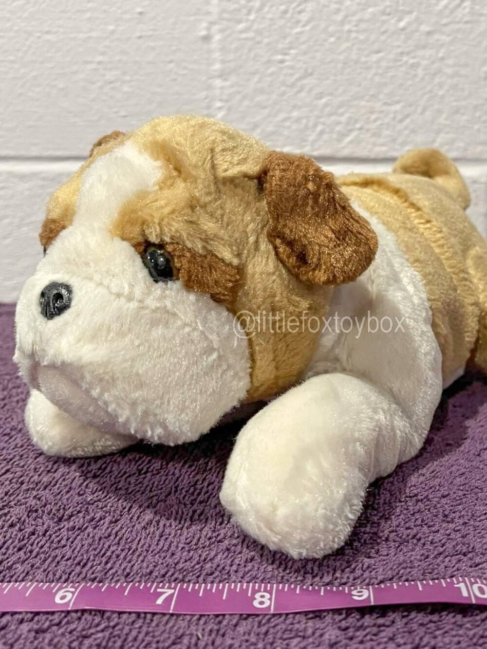 Aurora Flopsie Wills Bulldog Plush 12" Tan White Stuffed Animal Bull Dog ESSA